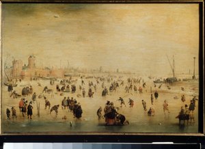 「アイススケーター」（冬のシーン）（オランダ語）ヘンドリック・アベルカンプ（1585-1634）作、1615年頃モスクワ、プーシキン美術館 作： Hendrik Avercamp