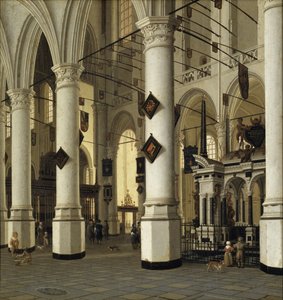 デルフトの新教会の内部 by Vliet, Hendrick Cornelisz. van (1611-1675).木に油彩。寸法：41x39cmストックホルム国立博物館