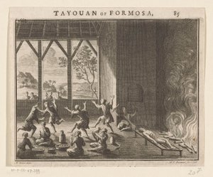フォルモサの住民の埋葬儀式の一部 フォルモサのタヨウアン (オブジェクトのタイトル) 作： Hendrik Frans Diamaer