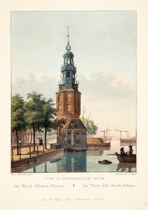 アムステルダムNo.32の景色。モンオールバントーレンから。 La Tour dit Mont-Alban、1825（手彩色の彫刻） 作： Hendrik Gerrit ten Cate