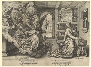 受胎告知、1594。 作： Hendrik Goltzius