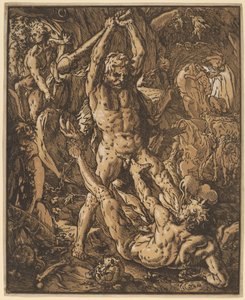 カクスを殺すヘラクレス 作： Hendrik Goltzius