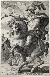マーカス・カーティウス。 1586年 作： Hendrik Goltzius