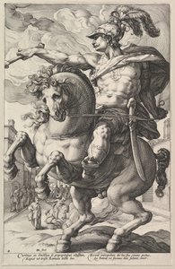 マーカスカーティウス、シリーズ「ローマの英雄」、1586年。 作： Hendrik Goltzius