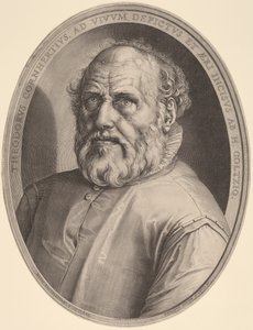 Dirck Volckertcz の肖像画。 とうもろこし鹿 作： Hendrik Goltzius