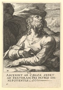 聖バーソロミュー、キリスト、使徒、聖パウロの信条1589。 作： Hendrik Goltzius