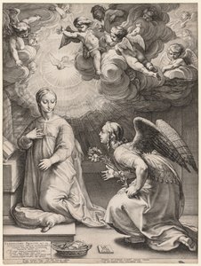 受胎告知、1594。 作： Hendrik Goltzius