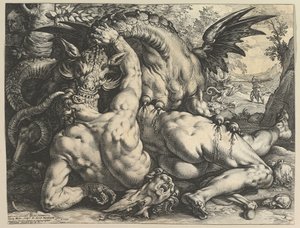 カドモスの仲間をむさぼり食うドラゴン、1588年。