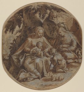 聖エリザベトと洗礼者聖ヨハネのいる聖家族 作： Hendrik Goltzius