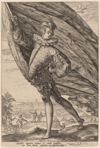 左に曲がった旗手 作： Hendrik Goltzius