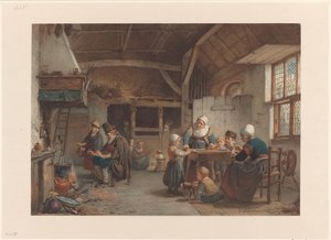 農民のインテリア、キッチンの家族 作： Hendrik Jacobus Scholten