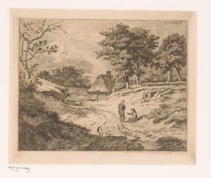 別の人に道を示す人のいる風景 作： Hendrik Jozef Franciscus van der Poorten