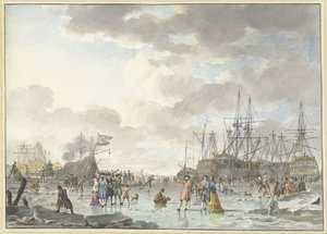 船で凍った川のフロスト フェア 船で凍った川での氷のエンターテイメント 作： Hendrik Kobell
