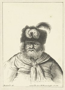 毛皮の帽子をかぶった着席の男性 作： Hendrik Nieuwenhuysen