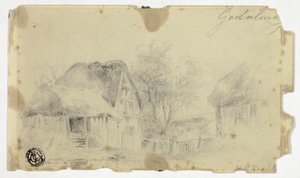 かやぶき屋根の家 作： Hendrik Pieter Koekkoek