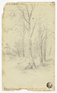 木の下に座っている男 作： Hendrik Pieter Koekkoek