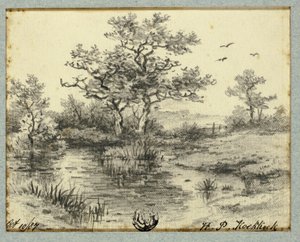 池のそばの木