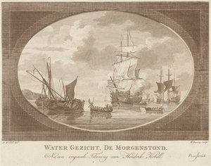 穏やかな海で船 水面、De Morgenstond (オブジェクトのタイトル) 作： Hendrik Roosing