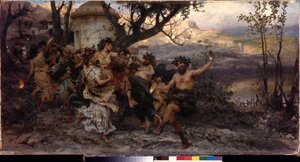 バッカナリア。 Henryk Siemiradzki (1843-1902) の絵画、キャンバスに油彩、1890 年頃。ポーランドの芸術