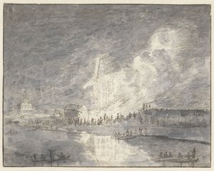 マウデルダイクの風車の火事、1710 年頃