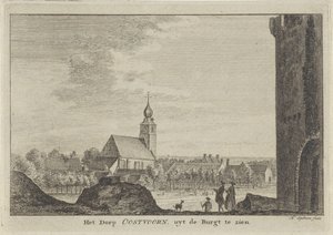 オーストフォルネの眺め Het Dorp Oostvoorn, uyt de Burgt (オブジェクトのタイトル) 作： Hendrik Spilman