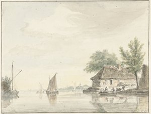 帆船のある川の風景 作： Hendrik Spilman