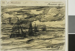 海上の船 作： Hendrik Willem Mesdag