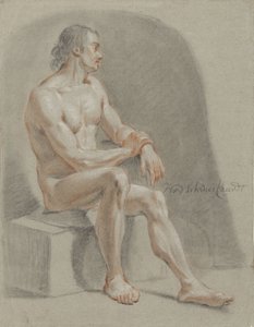 男性ヌード、着席、右向き 作： Hendrik Willem Schweickhardt