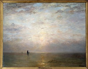 夕焼けの太陽。ヘンドリック・ウィルヘム・メスダーグ（1831-1915）の絵画、ec. Holl.19世紀。キャンバスに油彩。サイズ：1,40 x 1,80m。パリ、オルセー美術館（Musee d