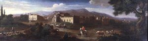 ローマ時代のカンパーニャ地方の僧院 作： Hendrik van (studio of) Lint