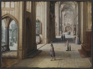 東を見たゴシック様式の教会の内部 作： Hendrik van II Steenwijck