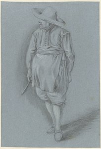 帽子、エプロン、ナイフを持った 17 世紀の服を着た男性 作： Hendrik van Velthoven (attributed to)