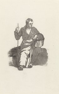 バスケットを持つ座っている男 作： Hendrikus van de Sande Bakhuyzen
