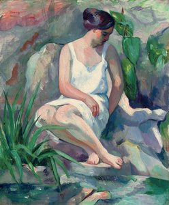Istuva kylpylä Cassisissa (Jeanne); Istuva uimari Cassisissa (Jeanne) 作： Henri Charles Manguin