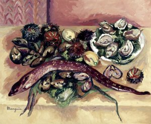 ウナギのある静物（ウニとウナギのある静物） 作： Henri Charles Manguin