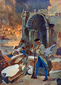 インド遠征 (1778-1783): 1782 年 8 月のセイロンでのトリンケマレーの戦いの眺め、ユーグ提督のイギリス軍に対するシュフレンのフランス軍に対抗した」 (アメリカ革命戦争: 東インド諸島: イギリス艦隊間のトリンコマリーの戦い 作： Henri Gaston Darien