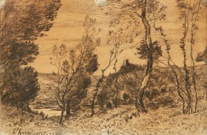 ラ・フタエ（炭） 作： Henri Joseph Harpignies