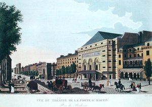 サン・マルタン・ポルト劇場 1815-20年頃（カラー・エングレーヴィング） 作： Henri (after) Courvoisier Voisin