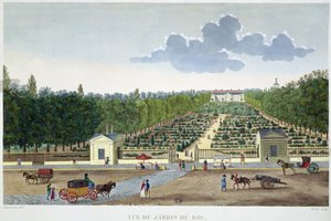 アウステルリッツの橋からパリの王宮庭園を望む クロード・フォルティエ（1775-1835）によるカラー・エングレーヴィング 作： Henri (after) Courvoisier Voisin