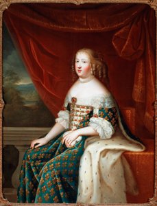 フランス王妃マリー・テレーズ・ドートリッシュ（1638-1683）の胴体部分の肖像 シャルル・ボーブラン（1604-1692）のアトリエで描かれた17世紀のフィレンツェ、ガレリア・パラティーナ。- フランス王妃マリア・テレジア・ド・スペイン（1638-1683）の肖像画家の絵