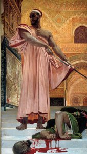 ムーア王時代の裁判なしの処刑 処刑人が犯人の頭を切り裂く。アンリ・レグノー（1843-1871）による絵画 1870年 Sun.3,02x1,46 m パリ、オルセー美術館 作： Henri Alexandre Georges Regnault