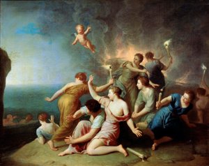 「テレマコスの船を燃やすニンフ」、1746年 作： Henri Antoine de Favannes