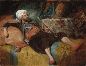 水ギセルを吸うリクライニングターク、1844