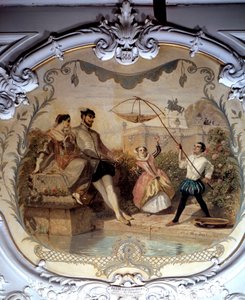 シャンティ城の釣り風景 アンリ・バロン（1816-1885）の絵画 1846年 日0,97x1,14 m シャンティ、コンデ美術館