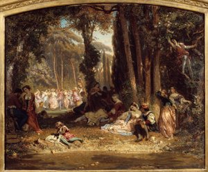 トスカーナの春の宴。アンリ・バロン（1816-1885）の絵画 作： Henri Baron