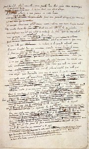 ポールとヴィルジニー」のオリジナル原稿の1ページ 作： Henri Bernardin de Saint Pierre