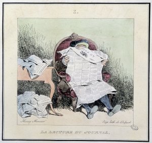 新聞を読む - アンリ・モニエ著「Esquisses parisiennes」（デルペッシュ編、パリ）にて