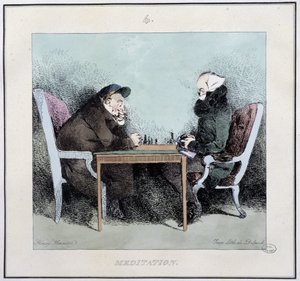 瞑想：チェスプレイヤー - アンリ・モニエ著「Esquisses parisiennes」（デルペッシュ編、パリ）にて 作： Henri Bonaventure Monnier