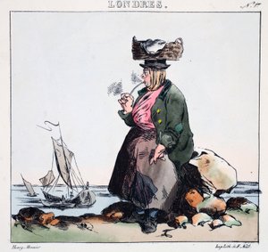 Nimphe de la Camise、Henri Monnierによる &39;London&39;のイラスト、パブ。パリ、1828年頃（手塗りのリト） 作： Henri Bonaventure Monnier