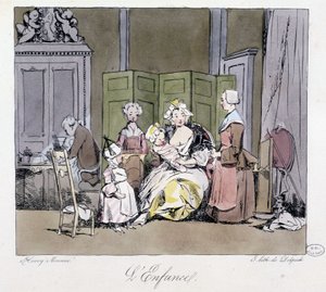 18世紀貴族の看護婦、召使、赤ん坊、子供-アンリ・モニエ著「Jadis et aujourd
